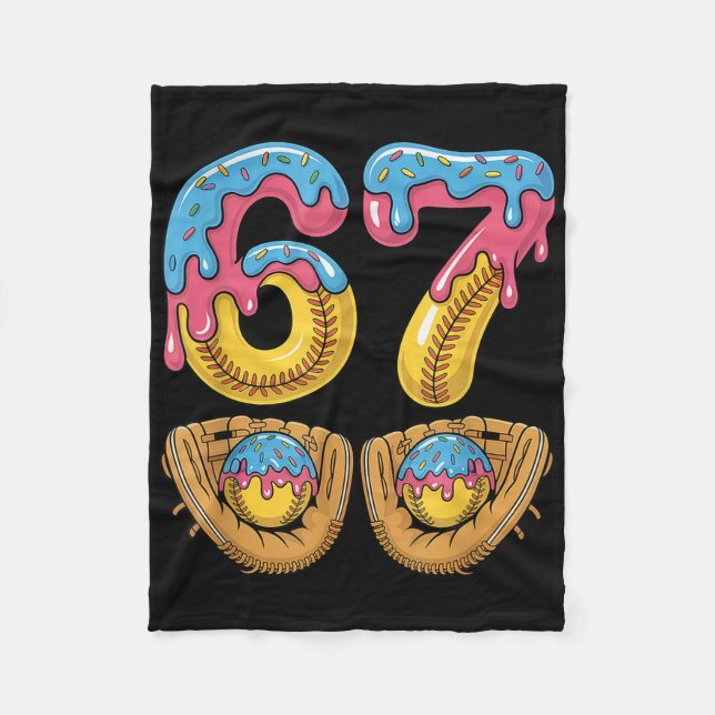 Softll 67 - Ice Cream Drip 67 Meme Funny Player  Fleece Blanket (Front)