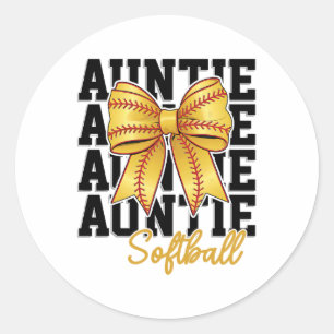Softll Auntie Coquette Bow Biggest Fan Sport Lover Classic Round Sticker