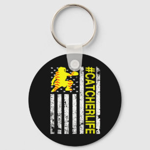 Softll Catcher - Catcher Life Usa Flag Fastpitch Keychain