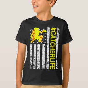 Softll Catcher - Catcher Life Usa Flag Fastpitch T-Shirt