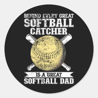 Softll Catcher Dad Pitcher Fastpitch Coach Fathers Classic Round Sticker