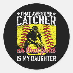 Softll Catcher Dad Proud Softll Catcher Father Classic Round Sticker