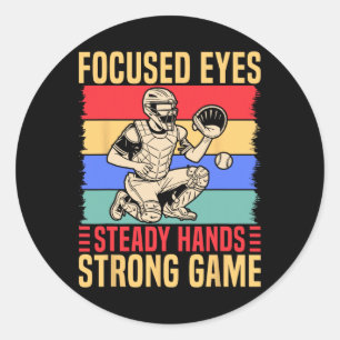 Softll Catcher Focused Eyes Steady Hands Softll Mo Classic Round Sticker
