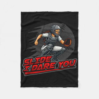 Softll Catcher Slide I Dare You Home Plate Defense Fleece Blanket