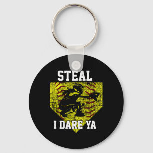 Softll Catcher Steal I Dare Ya Funny Player Girls Keychain
