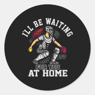 Softll Catcher Waiting At Home Funny Sports Design Classic Round Sticker