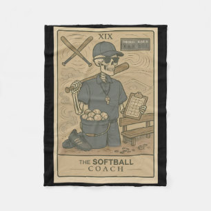 Softll Coach Tarot Card Skeleton Game Day Sport Lo Fleece Blanket
