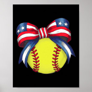 Softll Coquette Bow 4th Of July Patriotic American Poster