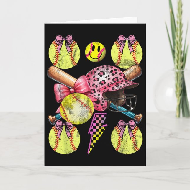 Softll Coquette Bows Game Day Softll Lover _1  Card (Front)