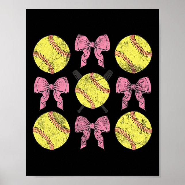 Softll Coquette Bows Game Day Softll Lover  Poster (Front)