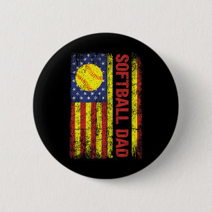 Softll Dad American Us Flag Shirt Papa Father's Da 2 Inch Round Button