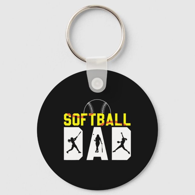 Softll Dad Father&# s Day American Softll Player  Keychain (Front)
