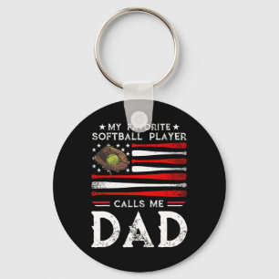 Softll Dad My Favorite Softll Player Calls Me Dad Keychain