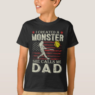 Softll Dad Us Flag I Created A Monster She Calls M T-Shirt