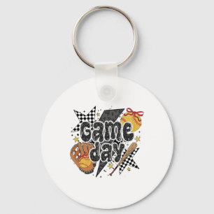 Softll Game Day Mama Lightning Bolt Leopard Mother Keychain