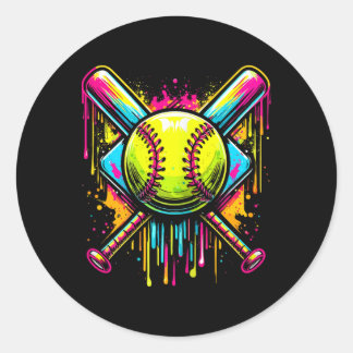 Softll Girl Ice Cream Softll Drip _1  Classic Round Sticker