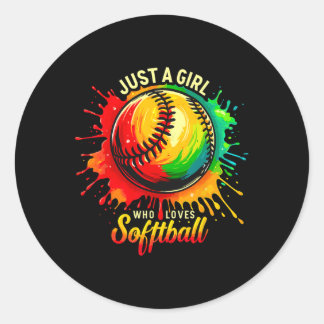 Softll Girl Just A Girl Who Loves Softll  Classic Round Sticker