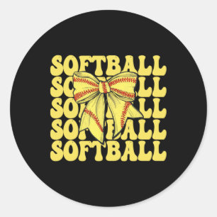 Softll Girl Softll Mom Mother's Day Coquette Bow Classic Round Sticker