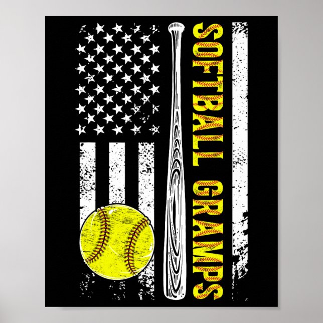 Softll Gramps Of A Softll Player Gramps Us Flag  Poster (Front)