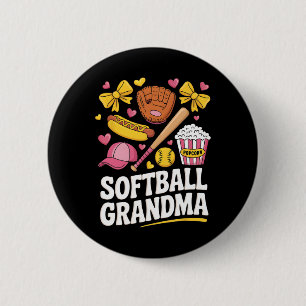 Softll Grandma Coquette Bow Softll Player Mother's 2 Inch Round Button