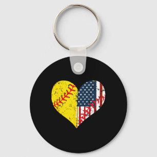 Softll Heart American Flag 4th Of July Gift Keychain