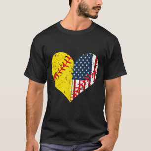 Softll Heart American Flag 4th Of July Gift T-Shirt