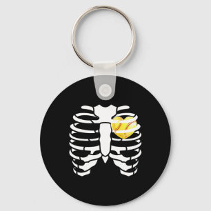Softll Heart Inside Ribs Skeleton Halloween Costum Keychain