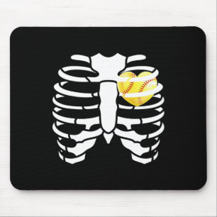 Softll Heart Inside Ribs Skeleton Halloween Costum Mouse Pad