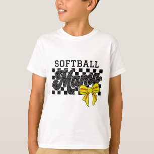 Softll Mama Mom Game Day Retro Chequered Coquette T-Shirt