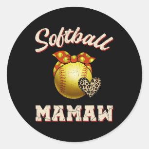 Softll Mamaw Leopard Heart Fans Mother's Day Gift  Classic Round Sticker