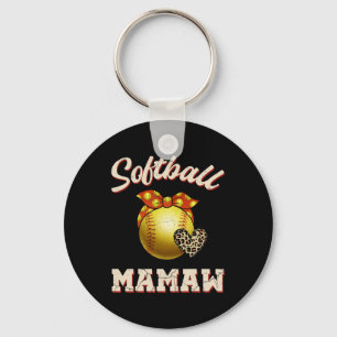 Softll Mamaw Leopard Heart Fans Mother's Day Gift Keychain