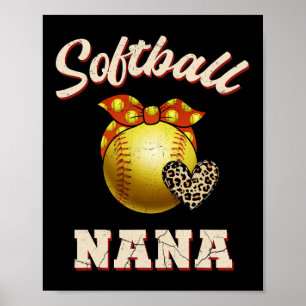 Softll Nana Leopard Heart Fans Mother's Day Gift Poster