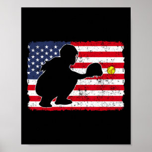 Softll Player Catcher Independence Day Patriotic T Poster