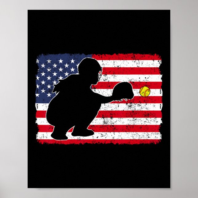 Softll Player Catcher Independence Day Patriotic T Poster (Front)