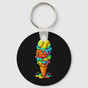 Softll Sketll Ice Cream Drip Colorful Summer Game  Keychain