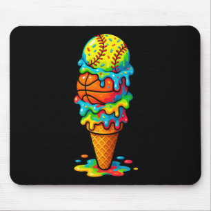 Softll Sketll Ice Cream Drip Colorful Summer Game  Mouse Pad
