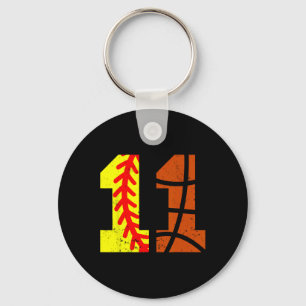 Softll Sketll Number 11 Jersey Funny 11th Birthday Keychain