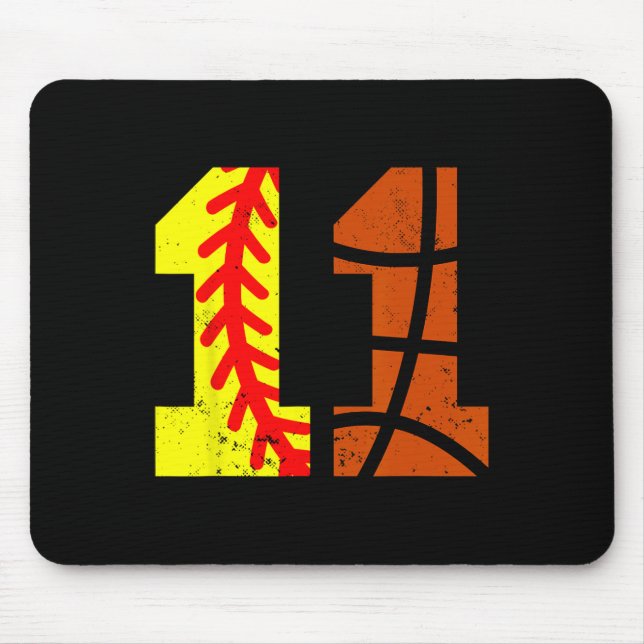 Softll Sketll Number 11 Jersey Funny 11th Birthday Mouse Pad (Front)