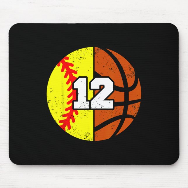 Softll Sketll Number 12 Jersey Funny 12th Birthday Mouse Pad (Front)