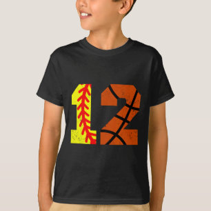 Softll Sketll Number 12 Jersey Funny 12th Birthday T-Shirt