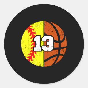 Softll Sketll Number 13 Jersey Funny 13th Birthday Classic Round Sticker