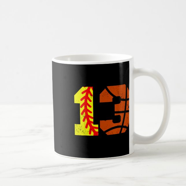 Softll Sketll Number 13 Jersey Funny 13th Birthday Coffee Mug (Right)