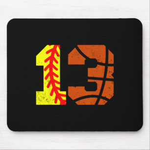 Softll Sketll Number 13 Jersey Funny 13th Birthday Mouse Pad