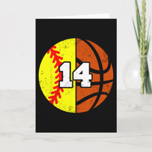 Softll Sketll Number 14 Jersey Funny 14th Birthday Card
