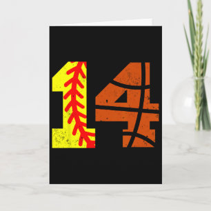 Softll Sketll Number 14 Jersey Funny 14th Birthday Card