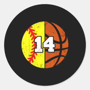 Softll Sketll Number 14 Jersey Funny 14th Birthday Classic Round Sticker
