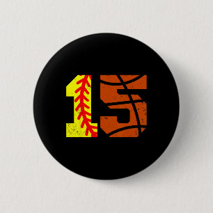 Softll Sketll Number 15 Jersey Funny 15th Birthday 2 Inch Round Button