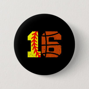 Softll Sketll Number 16 Jersey Funny 16th Birthday 2 Inch Round Button
