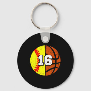 Softll Sketll Number 16 Jersey Funny 16th Birthday Keychain