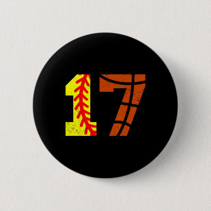 Softll Sketll Number 17 Jersey Funny 17th Birthday 2 Inch Round Button